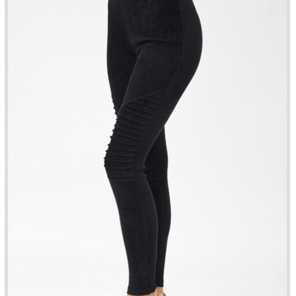 Faux Suede Stretch Moto Leggings
